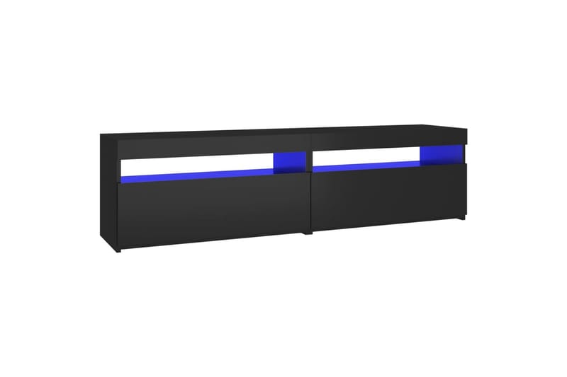 TV-benker 2 stk med LED-lys svart 75x35x40 cm - Svart - TV-benk & mediabenk