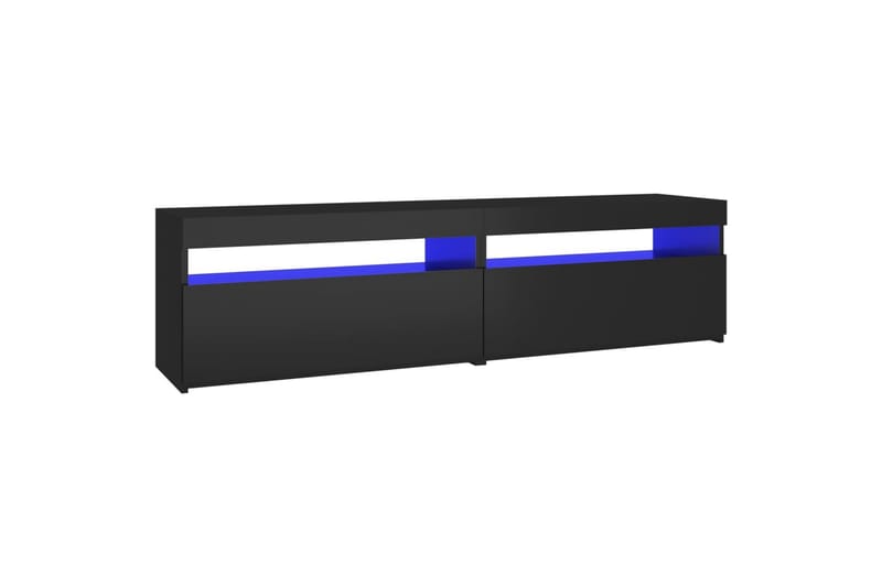 TV-benker 2 stk med LED-lys svart 75x35x40 cm - Svart - Møbler - Mediamøbel & tv møbel - TV-benk & mediabenk