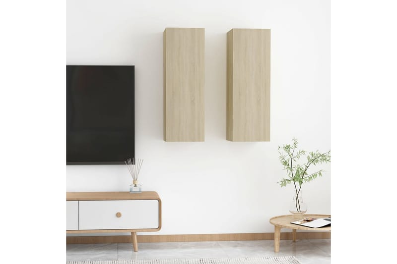 TV-benker 2 stk sonoma eik 30,5x30x90 cm sponplate - Brun - Møbler - Mediamøbel & tv møbel - TV-benk & mediabenk