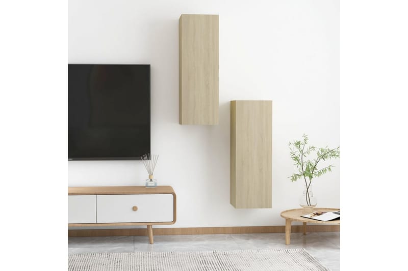 TV-benker 2 stk sonoma eik 30,5x30x90 cm sponplate - Brun - Møbler - Mediamøbel & tv møbel - TV-benk & mediabenk