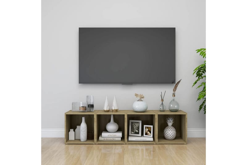 TV-benker 2 stk sonoma eik 37x35x37 cm sponplate - Brun - TV-benk & mediabenk