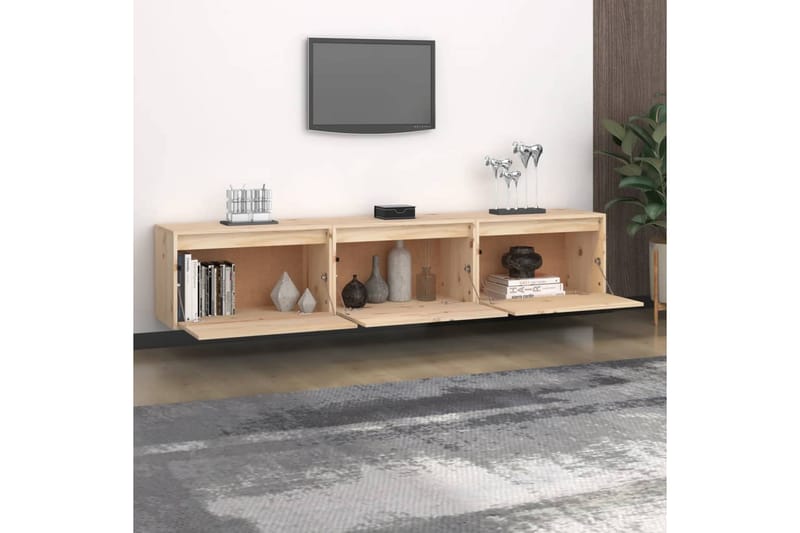 TV-benker 3 stk heltre furu - Brun - Møbler - Mediamøbel & tv møbel - TV-benk & mediabenk