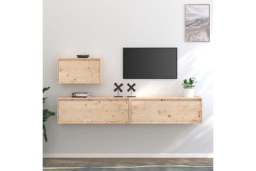 TV-benker 3 stk heltre furu - Brun - Møbler - Mediamøbel & tv møbel - TV-benk & mediabenk
