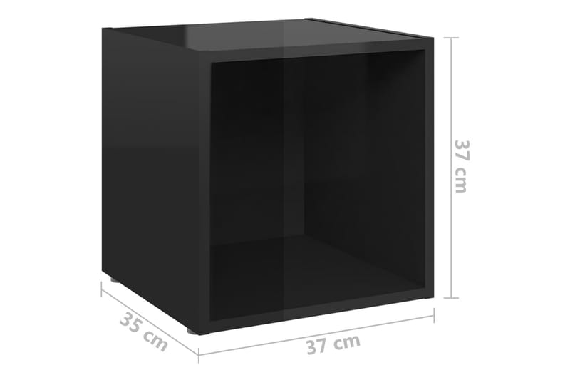 TV-benker 4 stk høyglans svart 37x35x37 cm sponplate - Svart - Møbler - Mediamøbel & tv møbel - TV-benk & mediabenk