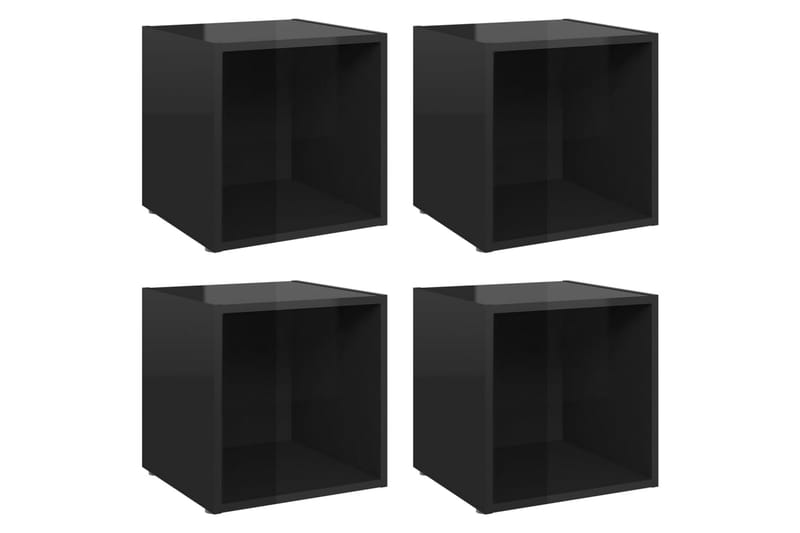 TV-benker 4 stk høyglans svart 37x35x37 cm sponplate - Svart - Møbler - Mediamøbel & tv møbel - TV-benk & mediabenk