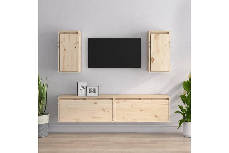 TV-benker 4 stk heltre furu - Brun - Møbler - Mediamøbel & tv møbel - TV-benk & mediabenk