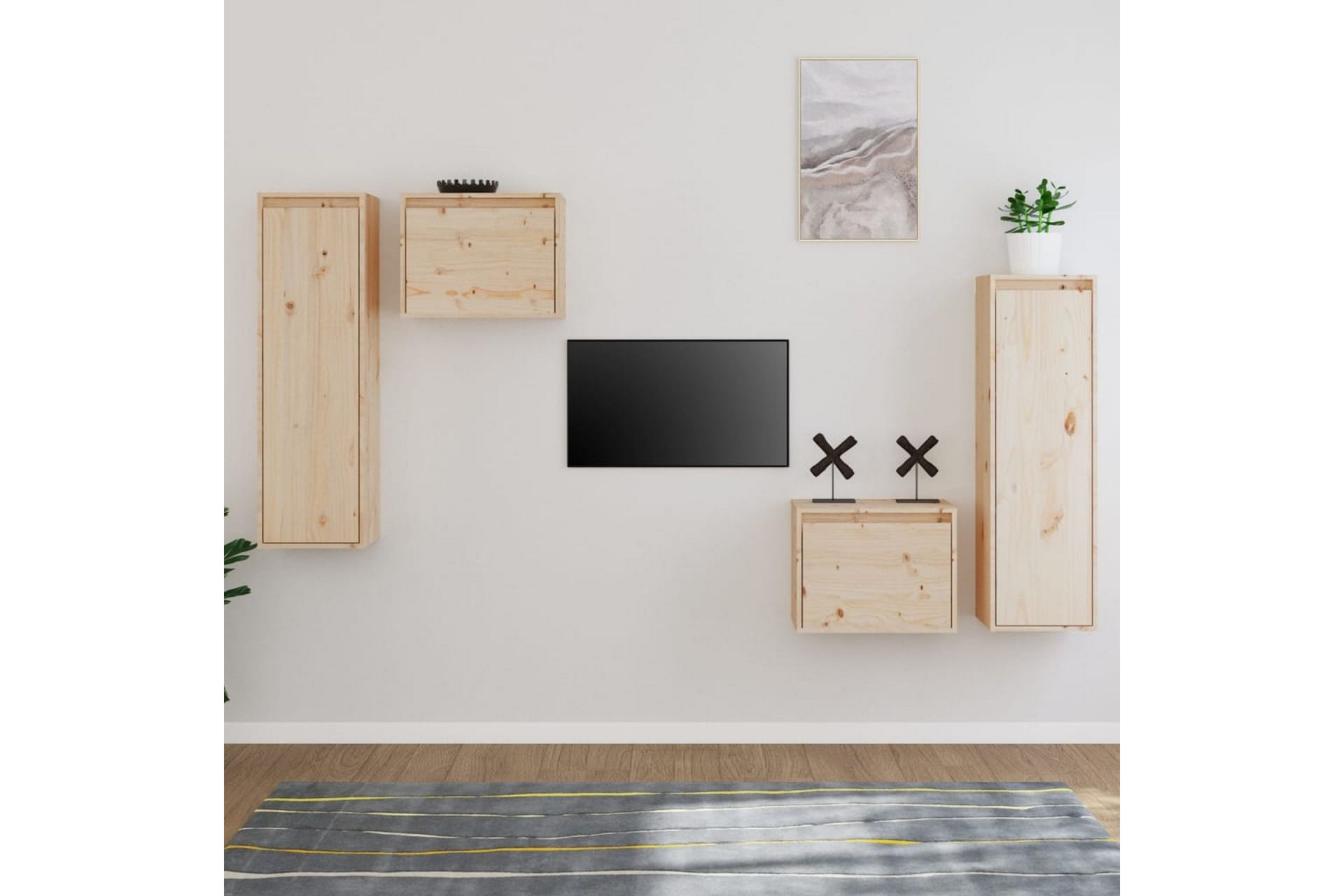 TV-benker 4 stk heltre furu - Brun - Møbler - Mediamøbel & tv møbel - TV-benk & mediabenk