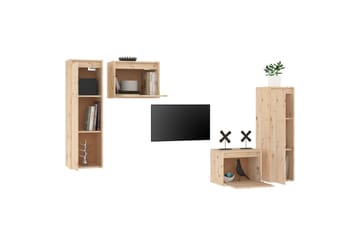 TV-benker 4 stk heltre furu - Brun - Møbler - Mediamøbel & tv møbel - TV-benk & mediabenk