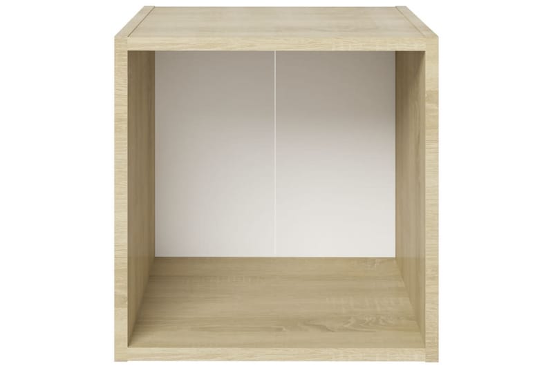 TV-benker 4 stk hvit og sonoma eik 37x35x37 cm sponplate - Beige - Møbler - Mediamøbel & tv møbel - TV-benk & mediabenk