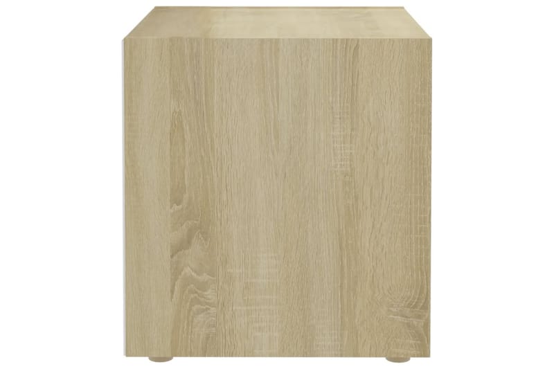 TV-benker 4 stk hvit og sonoma eik 37x35x37 cm sponplate - Beige - TV-benk & mediabenk