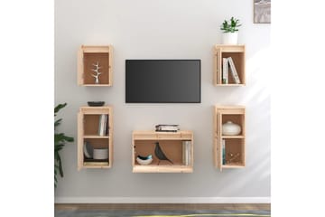 TV-benker 5 stk heltre furu - Brun - Møbler - Mediamøbel & tv møbel - TV-benk & mediabenk