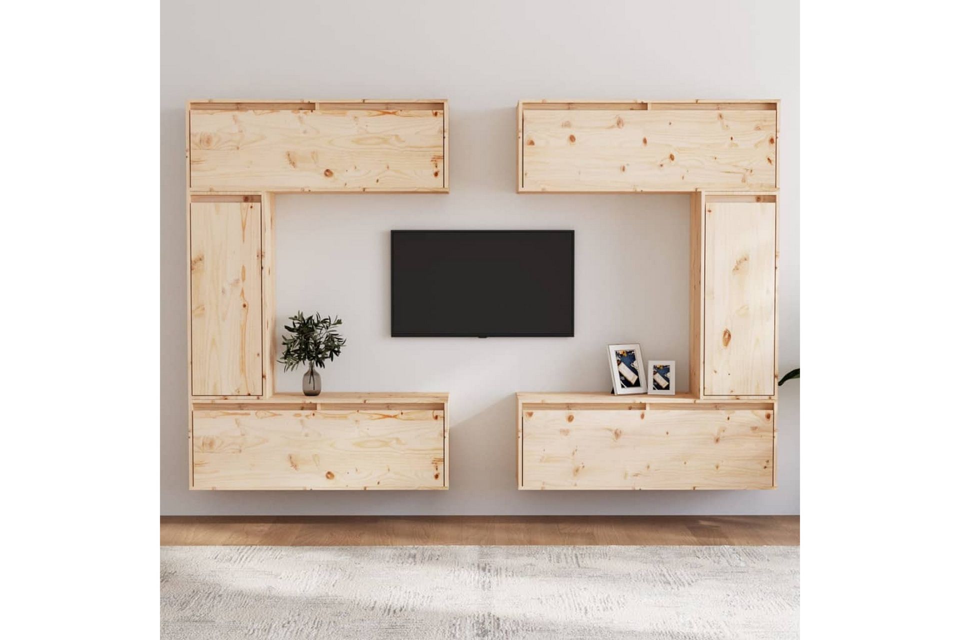 TV-benker 6 stk heltre furu - Brun - Møbler - Mediamøbel & tv møbel - TV-benk & mediabenk