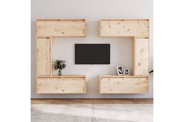 TV-benker 6 stk heltre furu - Brun - Møbler - Mediamøbel & tv møbel - TV-benk & mediabenk