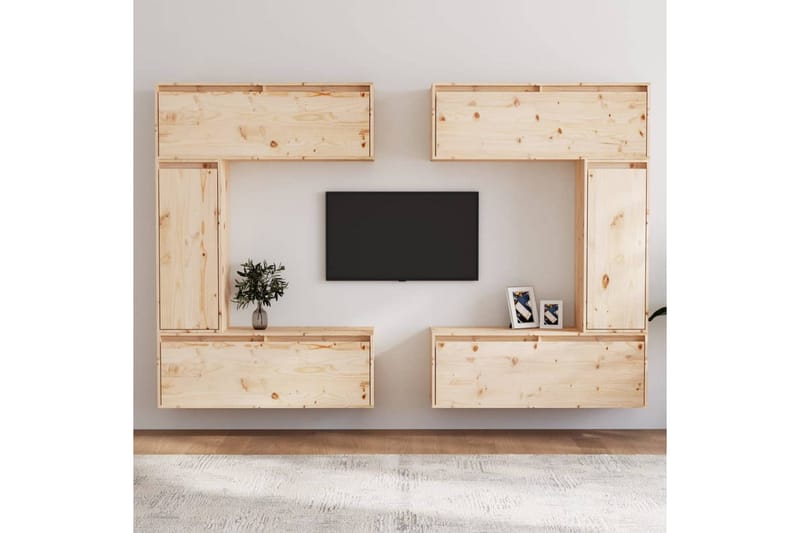 TV-benker 6 stk heltre furu - Brun - Møbler - Mediamøbel & tv møbel - TV-benk & mediabenk
