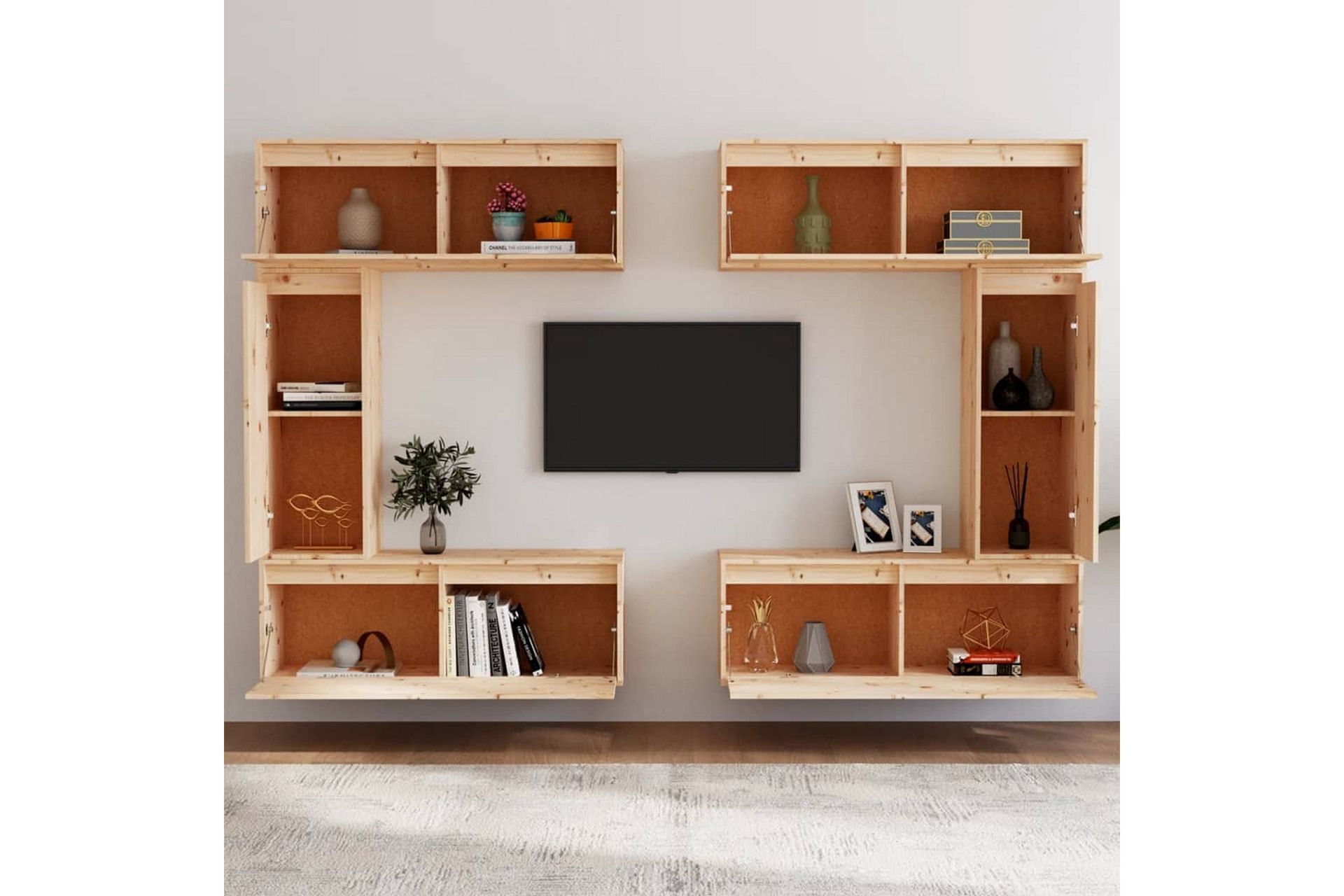 TV-benker 6 stk heltre furu - Brun - Møbler - Mediamøbel & tv møbel - TV-benk & mediabenk