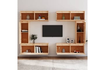 TV-benker 6 stk heltre furu - Brun - Møbler - Mediamøbel & tv møbel - TV-benk & mediabenk