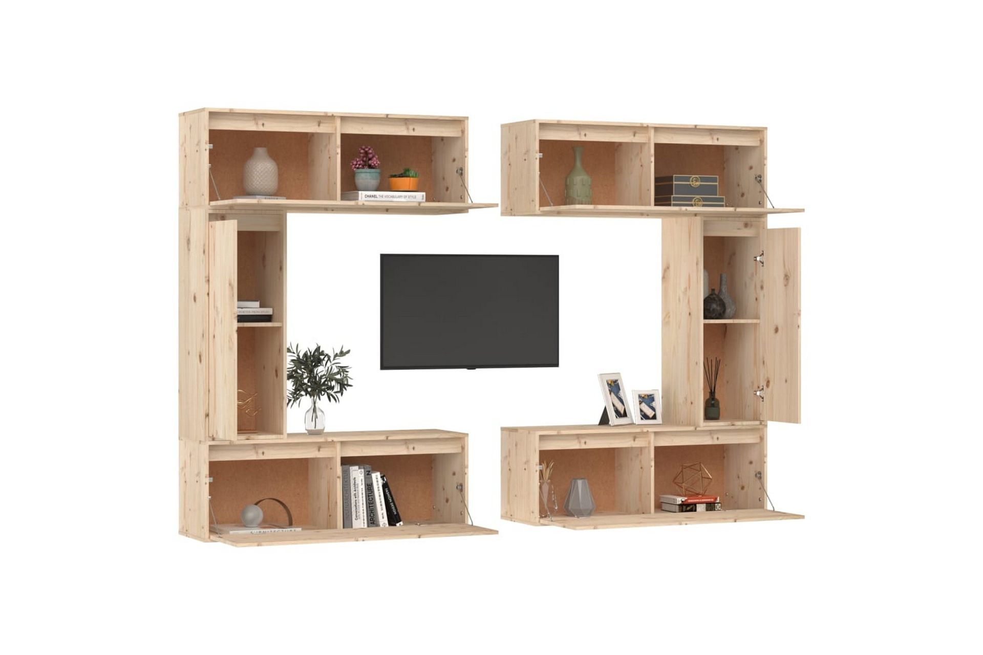 TV-benker 6 stk heltre furu - Brun - Møbler - Mediamøbel & tv møbel - TV-benk & mediabenk
