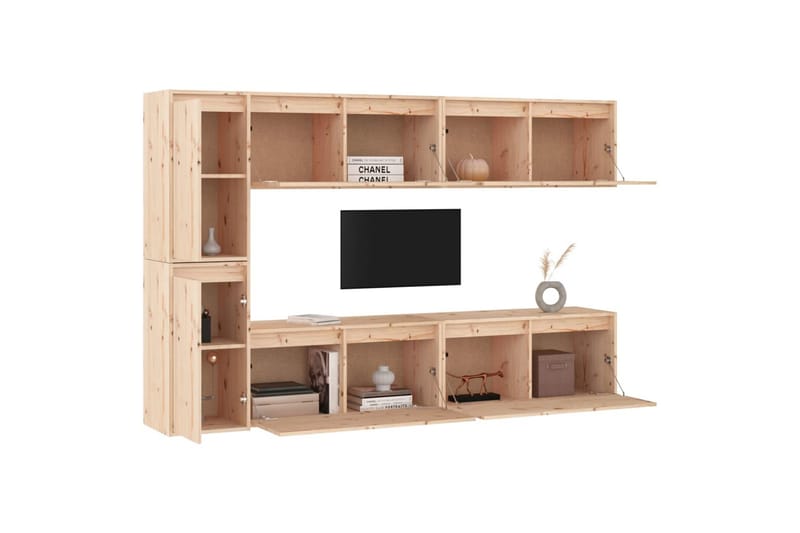 TV-benker 6 stk heltre furu - Brun - Møbler - Mediamøbel & tv møbel - TV-benk & mediabenk