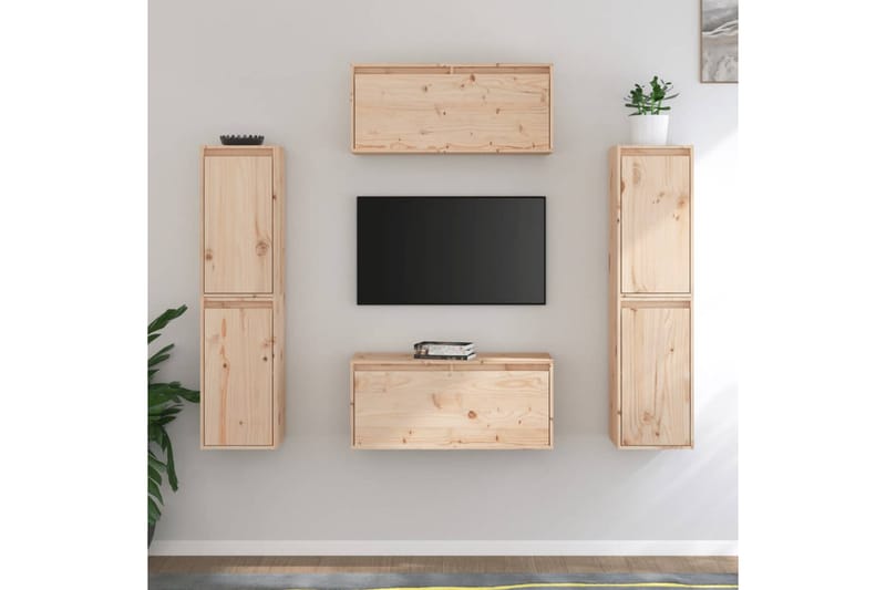 TV-benker 6 stk heltre furu - Brun - Møbler - Mediamøbel & tv møbel - TV-benk & mediabenk