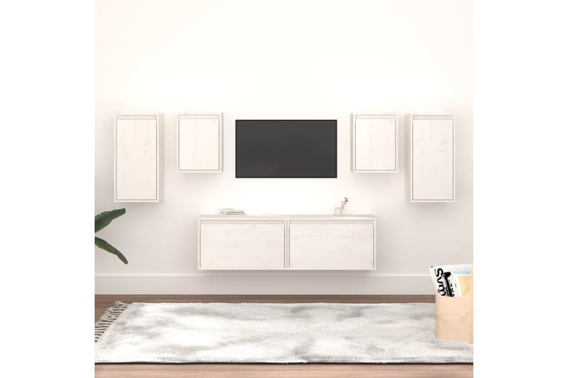TV-benker 6 stk hvit heltre furu - Hvit - Møbler - Mediamøbel & tv møbel - TV-benk & mediabenk
