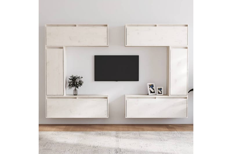 TV-benker 6 stk hvit heltre furu - Hvit - Møbler - Mediamøbel & tv møbel - TV-benk & mediabenk