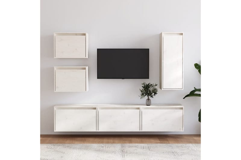 TV-benker 6 stk hvit heltre furu - Hvit - Møbler - Mediamøbel & tv møbel - TV-benk & mediabenk