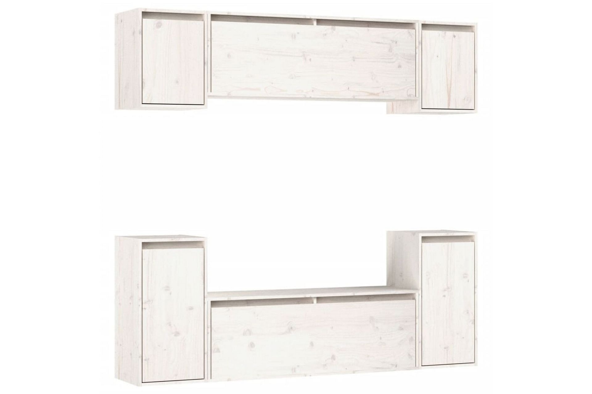 TV-benker 6 stk hvit heltre furu - Hvit - Møbler - Mediamøbel & tv møbel - TV-benk & mediabenk