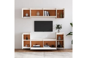 TV-benker 6 stk hvit heltre furu - Hvit - Møbler - Mediamøbel & tv møbel - TV-benk & mediabenk