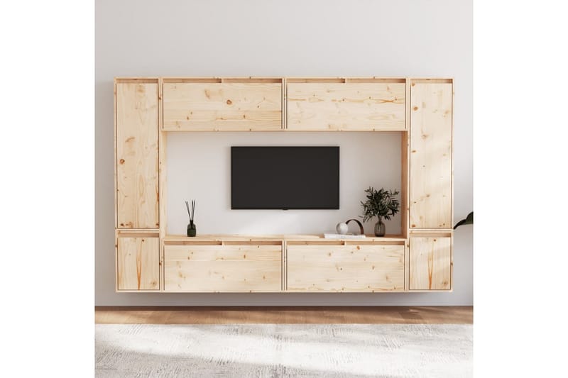 TV-benker 8 stk heltre furu - Brun - Møbler - Mediamøbel & tv møbel - TV-benk & mediabenk
