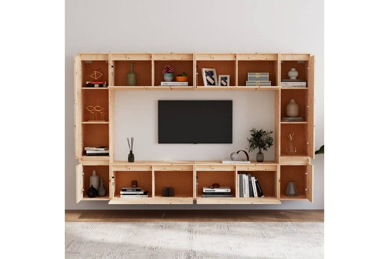 TV-benker 8 stk heltre furu - Brun - Møbler - Mediamøbel & tv møbel - TV-benk & mediabenk