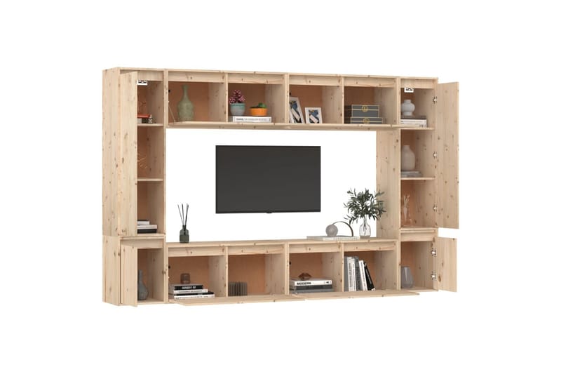 TV-benker 8 stk heltre furu - Brun - Møbler - Mediamøbel & tv møbel - TV-benk & mediabenk