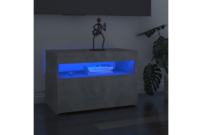 TV-benker med LED-lys 2 stk betonggrå 60x35x40 cm - Grå - Møbler - Mediamøbel & tv møbel - TV-benk & mediabenk
