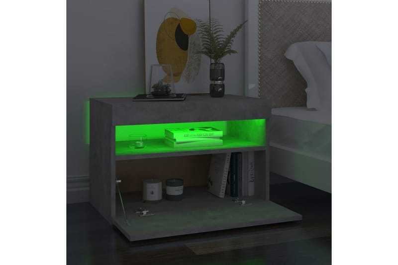 TV-benker med LED-lys 2 stk betonggrå 60x35x40 cm - Grå - Møbler - Mediamøbel & tv møbel - TV-benk & mediabenk