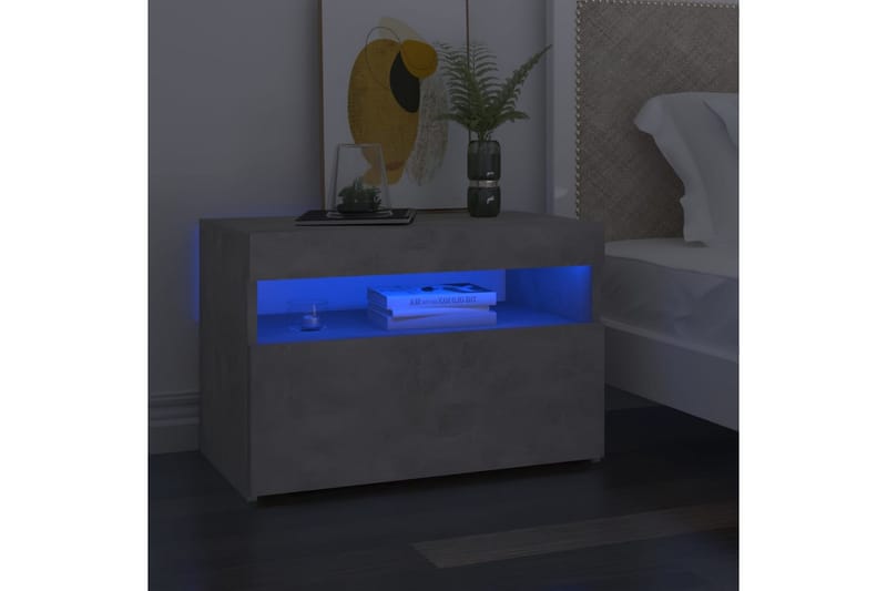 TV-benker med LED-lys 2 stk betonggrå 60x35x40 cm - Grå - Møbler - Mediamøbel & tv møbel - TV-benk & mediabenk
