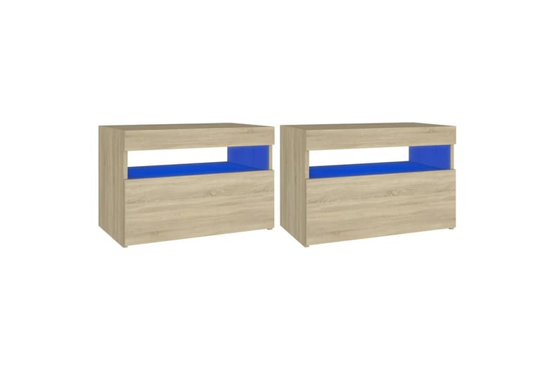 TV-benker med LED-lys 2 stk sonoma eik 60x35x40 cm - Brun - Møbler - Mediamøbel & tv møbel - TV-benk & mediabenk