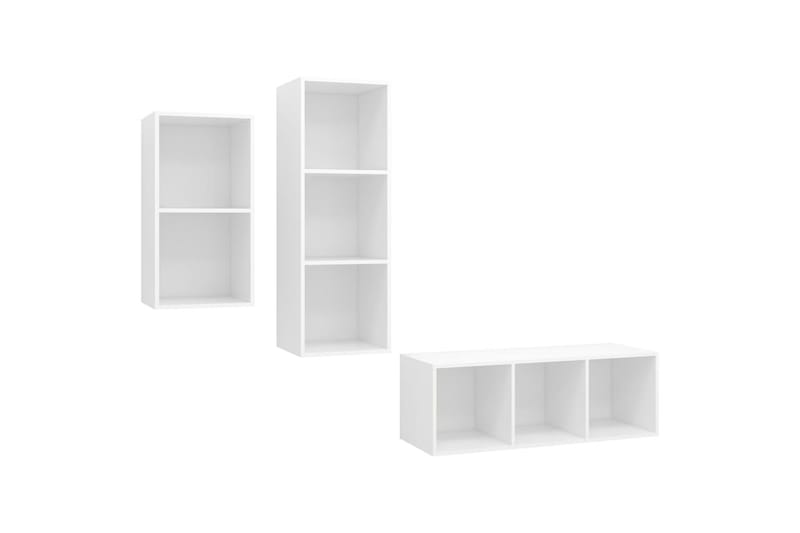 TV-benksett 3 deler hvit sponplate - Hvit - Møbler - Mediamøbel & tv møbel - TV-benk & mediabenk