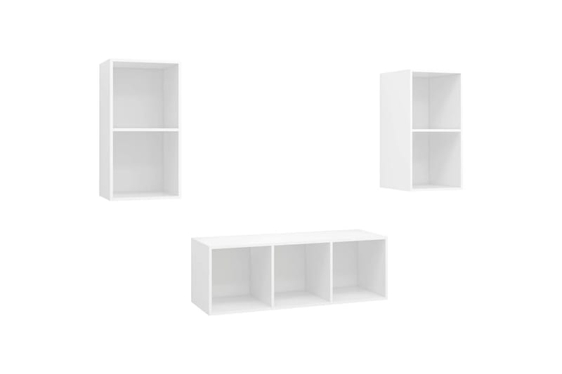 TV-benksett 3 deler hvit sponplate - Hvit - Møbler - Mediamøbel & tv møbel - TV-benk & mediabenk