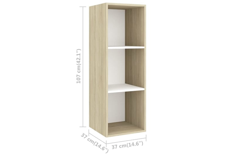 TV-benksett 3 stk hvit og sonoma eik sponplate - Beige - Møbler - Mediamøbel & tv møbel - TV-benk & mediabenk