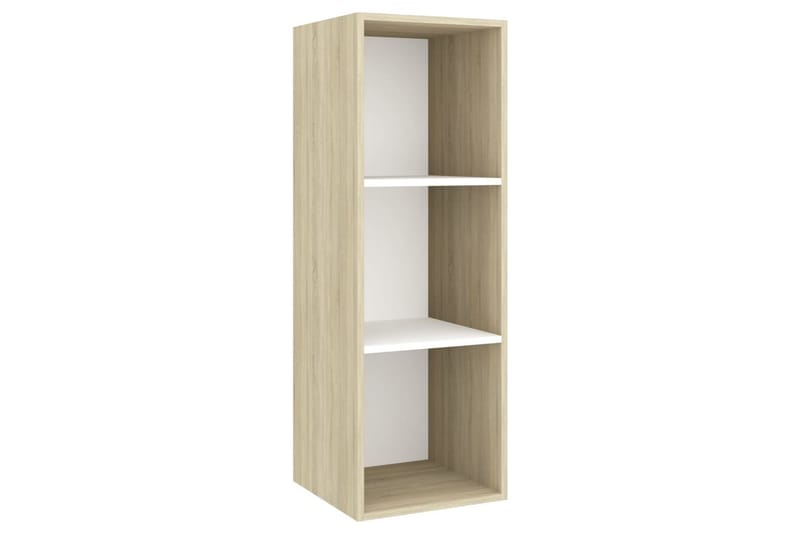 TV-benksett 3 stk hvit og sonoma eik sponplate - Beige - Møbler - Mediamøbel & tv møbel - TV-benk & mediabenk