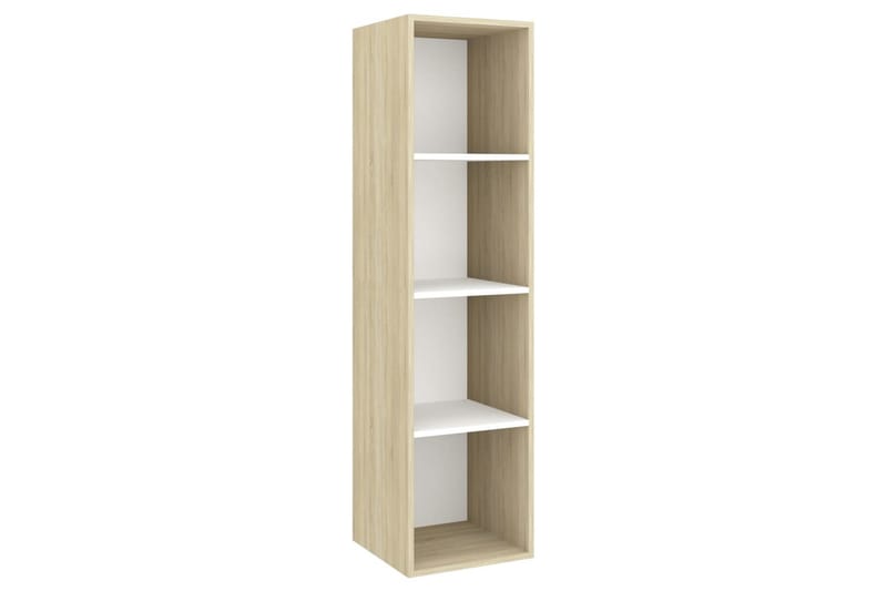 TV-benksett 3 stk hvit og sonoma eik sponplate - Beige - Møbler - Mediamøbel & tv møbel - TV-benk & mediabenk