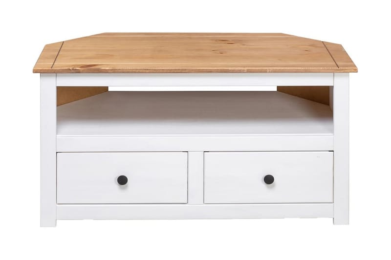 TV-hjørneskap hvit 93x55x49 cm heltre furu Panama Range - Hvit - Møbler - Mediamøbel & tv møbel - TV-benk & mediabenk