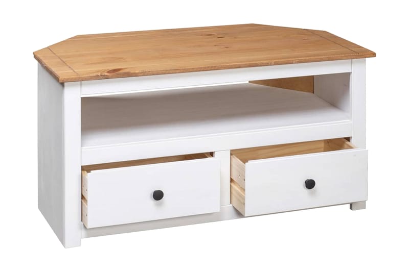 TV-hjørneskap hvit 93x55x49 cm heltre furu Panama Range - Hvit - Møbler - Mediamøbel & tv møbel - TV-benk & mediabenk