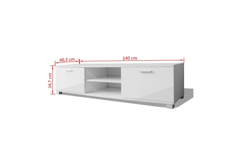 TV-skjenk høyglans hvit 140x40,3x34,7 cm - Hvit - Møbler - Mediamøbel & tv møbel - TV-benk & mediabenk