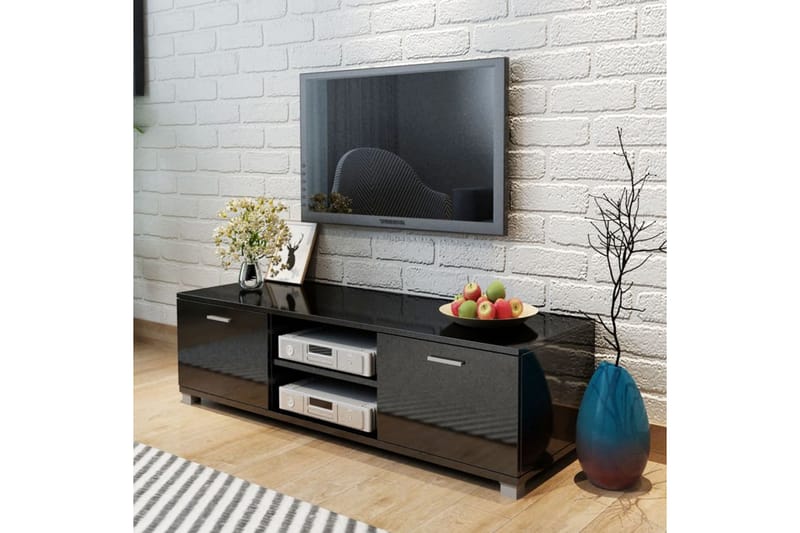 TV-skjenk høyglans svart 140x40,3x34,7 cm - Svart - Møbler - Mediamøbel & tv møbel - TV-benk & mediabenk
