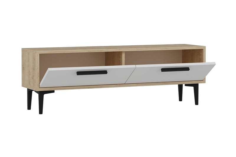 TV Stand 120 cm Eik/Hvit - Natur/Hvit/Svart - Møbler - Mediamøbel & tv møbel - TV-benk & mediabenk