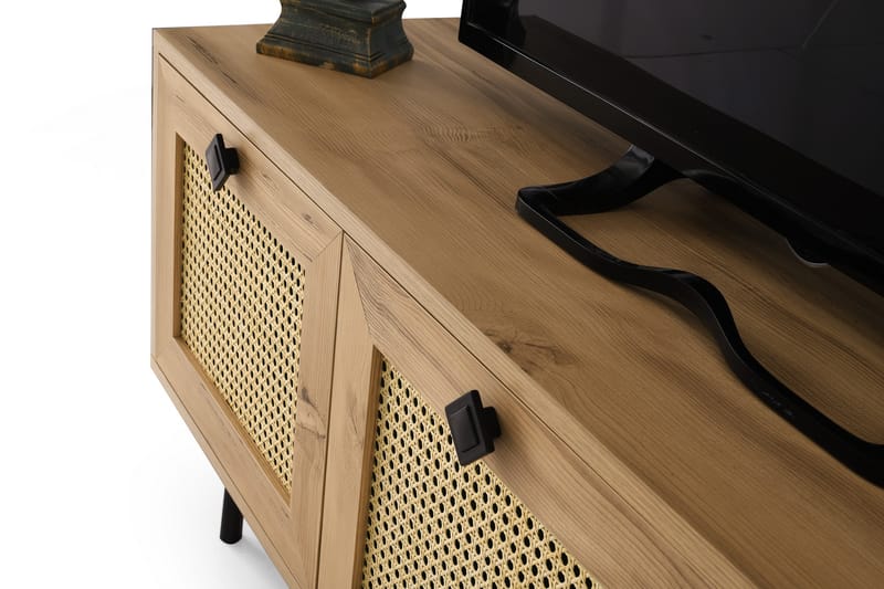 TV Stand 140 cm Eik/Svart - Natur/Svart - Møbler - Mediamøbel & tv møbel - TV-benk & mediabenk