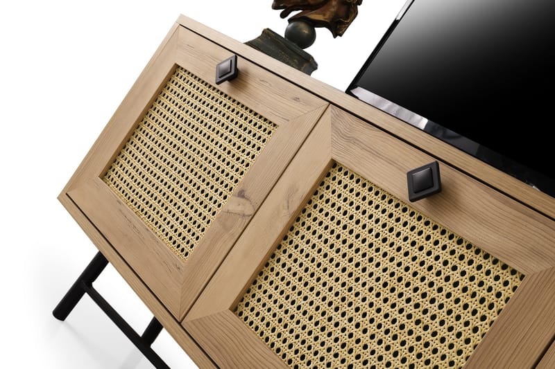 TV Stand 140 cm Eik/Svart - Natur/Svart - Møbler - Mediamøbel & tv møbel - TV-benk & mediabenk
