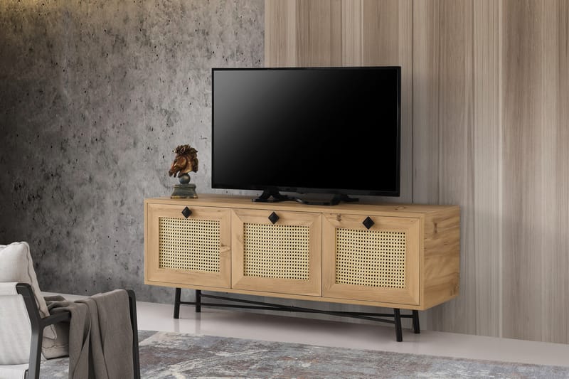 TV Stand 140 cm Eik/Svart - Natur/Svart - TV-benk & mediabenk