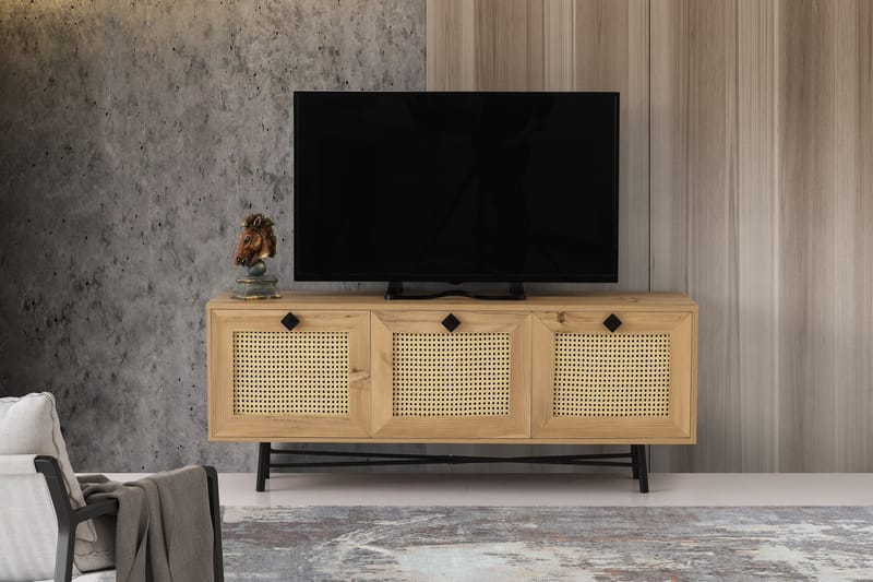 TV Stand 140 cm Eik/Svart - Natur/Svart - TV-benk & mediabenk