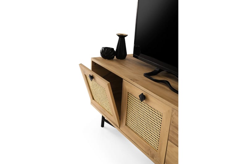 TV Stand 140 cm Eik/Svart - Natur/Svart - Møbler - Mediamøbel & tv møbel - TV-benk & mediabenk